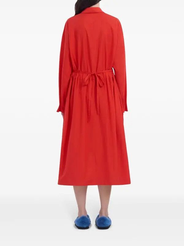 Marni o1w1db10426 Cotton Midi Dress in Red Size S / US 4 / IT 40 - 4 Thumbnail