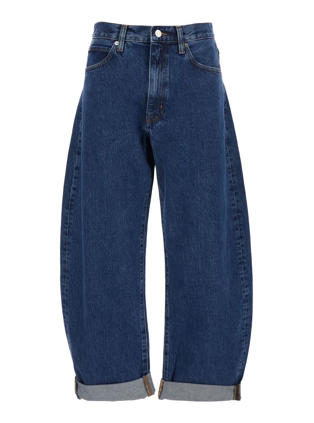 Frame Jeans 'The Bubble' with Cuffed Hem and Structured Leg in Blue Denim for Women Size 28" / US 6 / IT 42 - 1 Thumbnail