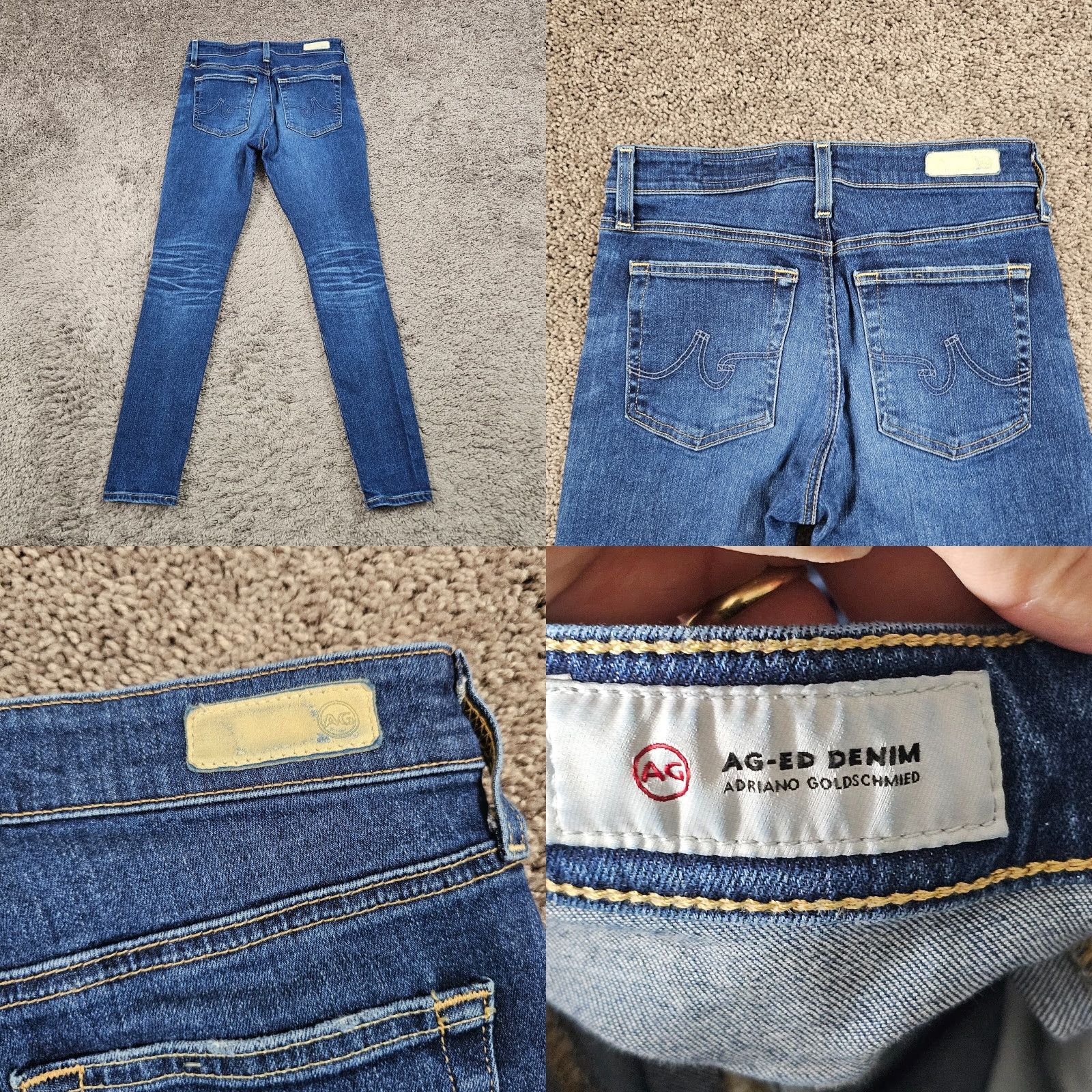 Vintage AG Adriano Goldschmied Jeans Skinny AG Farrah Dark Blue 26 Regular Inseam 28 Women denim, distressed, stretch, blue jeans, 90s-inspired? (adjust) Size 26" / US 2 / IT 38 - 8 Thumbnail