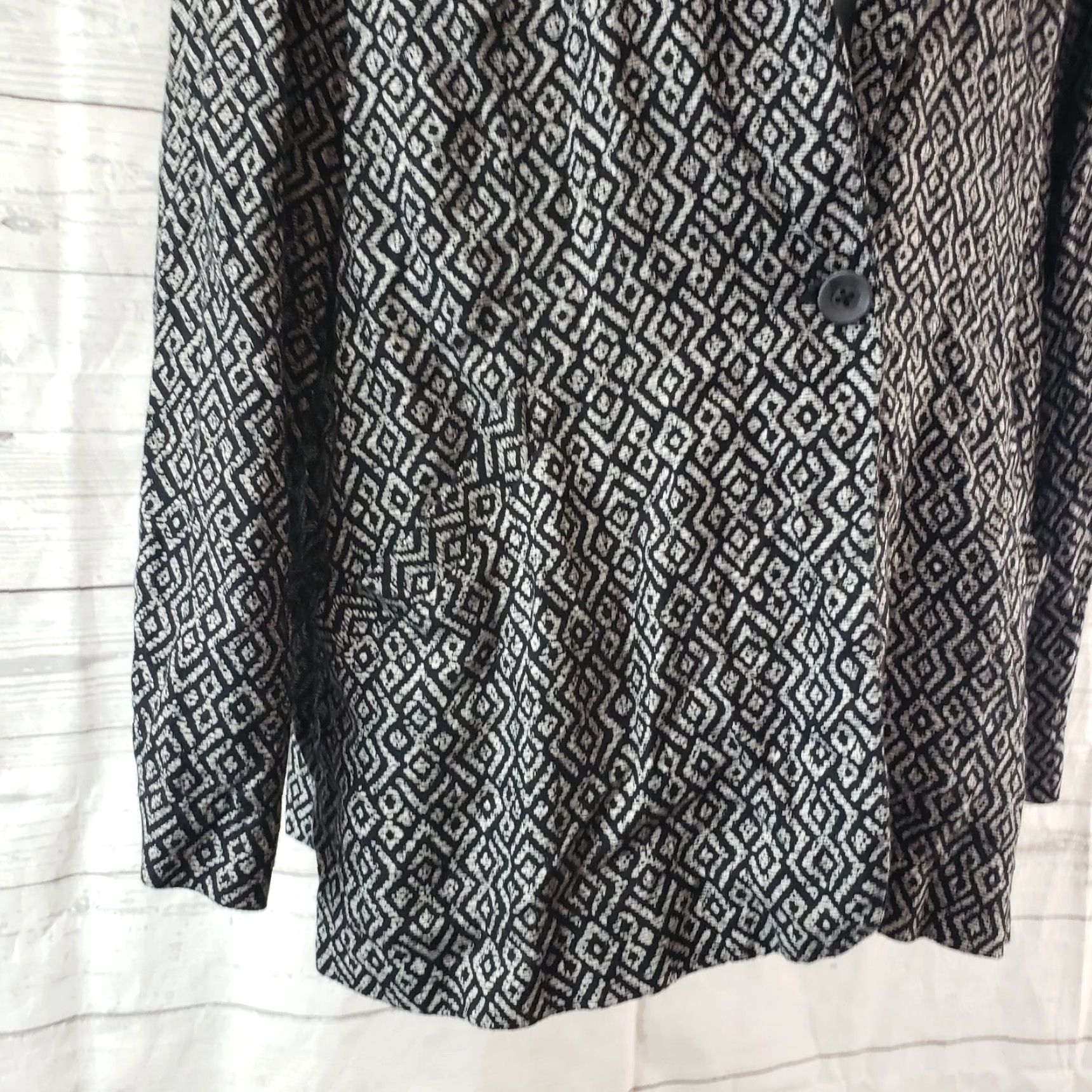 Lucky Brand Lucky Brand Blazer Womens M Black White Geometric Rayon Long Sleeve 27" 20" 22.5" Pattern Vintage No (If applicable) Size M / US 6-8 / IT 42-44 - 4 Thumbnail