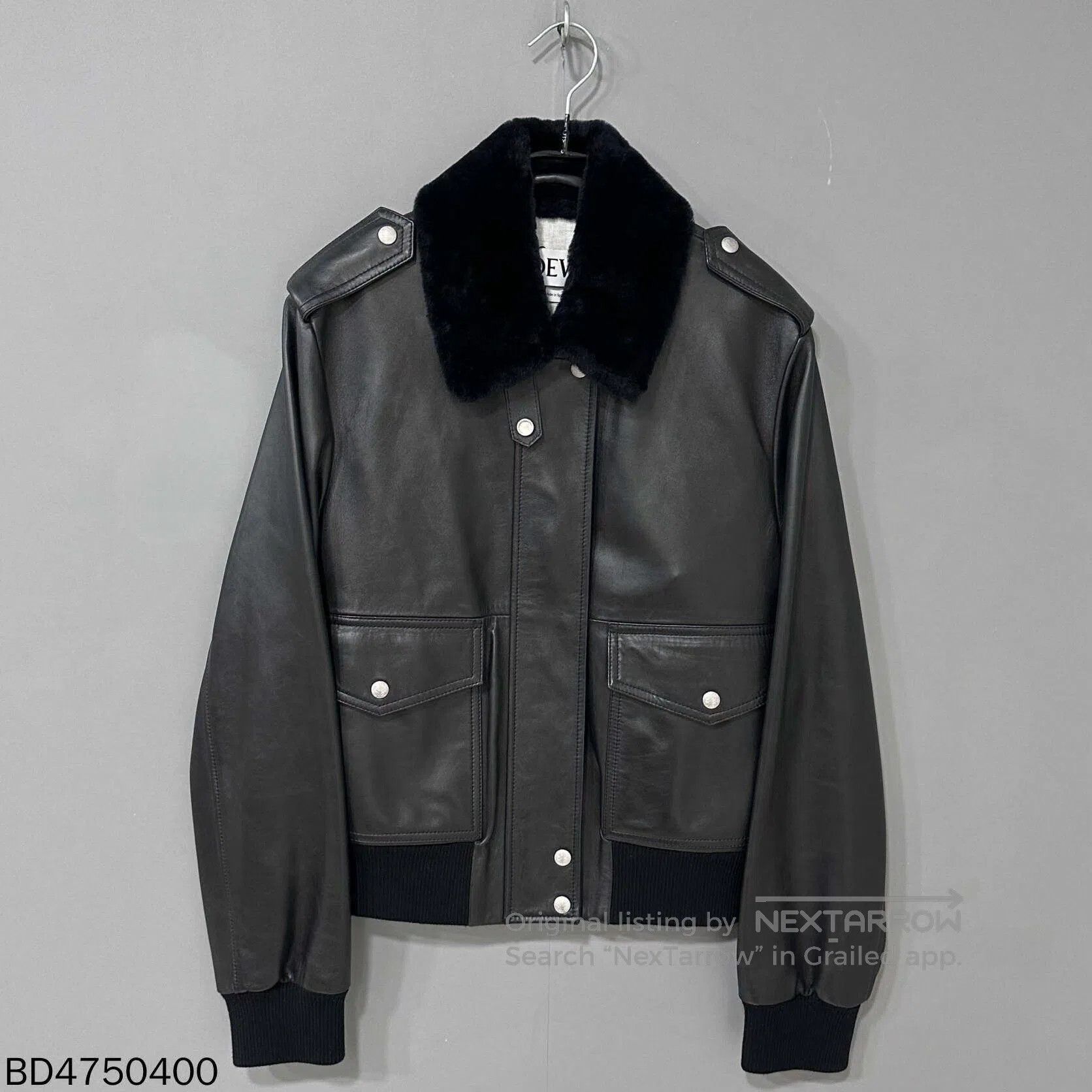 LOEWE Black Lamb Fur Collar Jacket.