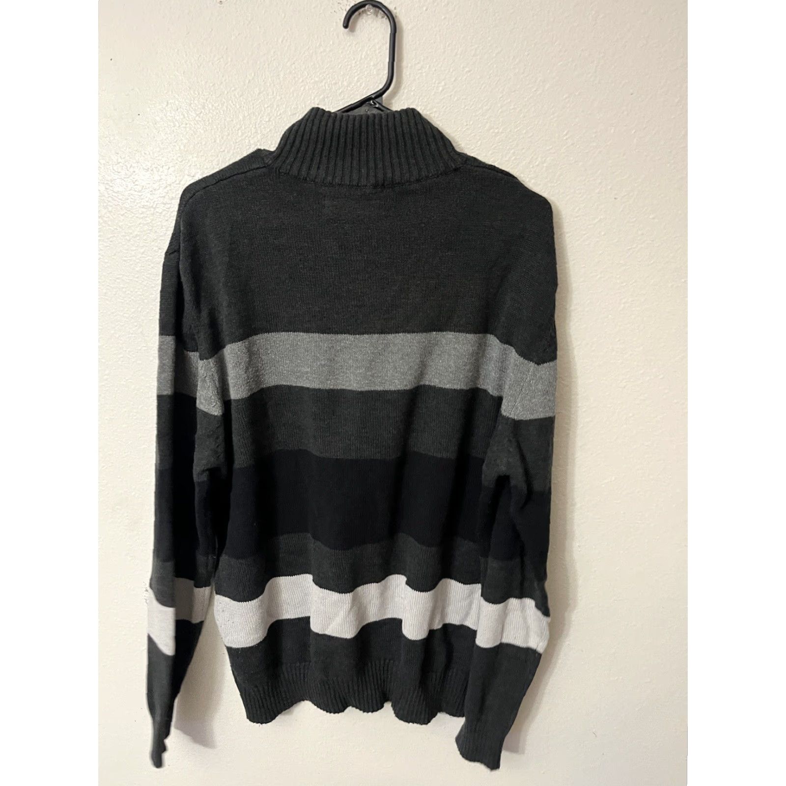 Vintage US Polo Assn Sweater 1/4 Zip Mens 2XL XXL Gray Striped Long Sleeve Mock Cotton Size US XXL / EU 58 / 5 - 2 Thumbnail