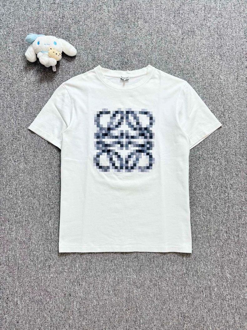 Loewe LOEWE White mosaic embroidered logo short sleeve T-shirt Size M / US 6-8 / IT 42-44 - 1 Thumbnail