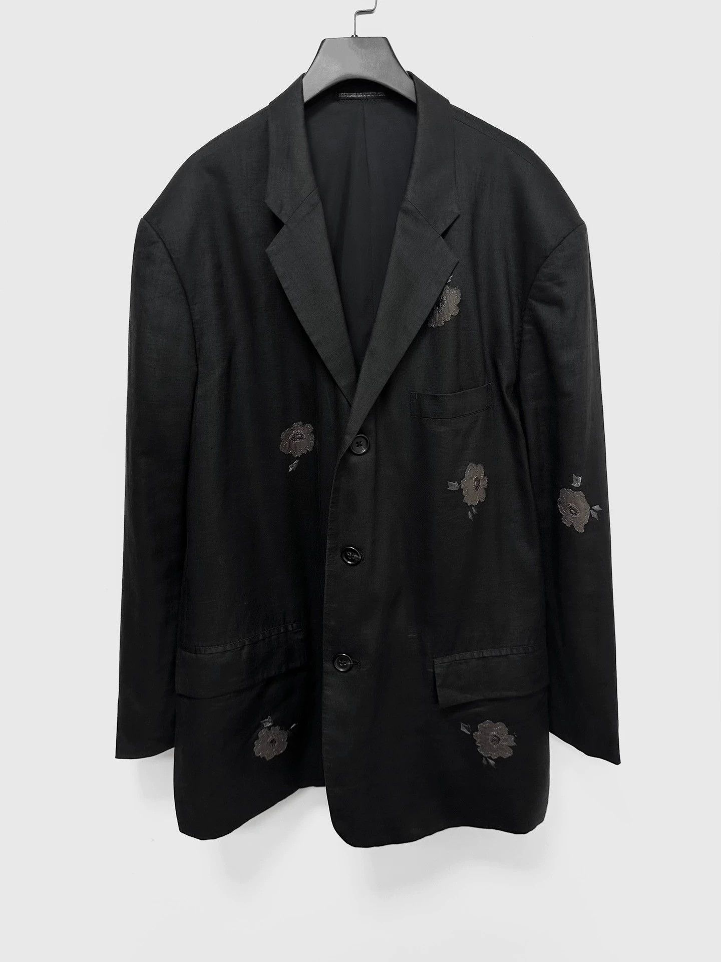 Yohji Yamamoto Yohji Yamamoto 98ss Black Linen Flower Embrd Jkt Size US M / EU 48-50 / 2 - 1 Thumbnail