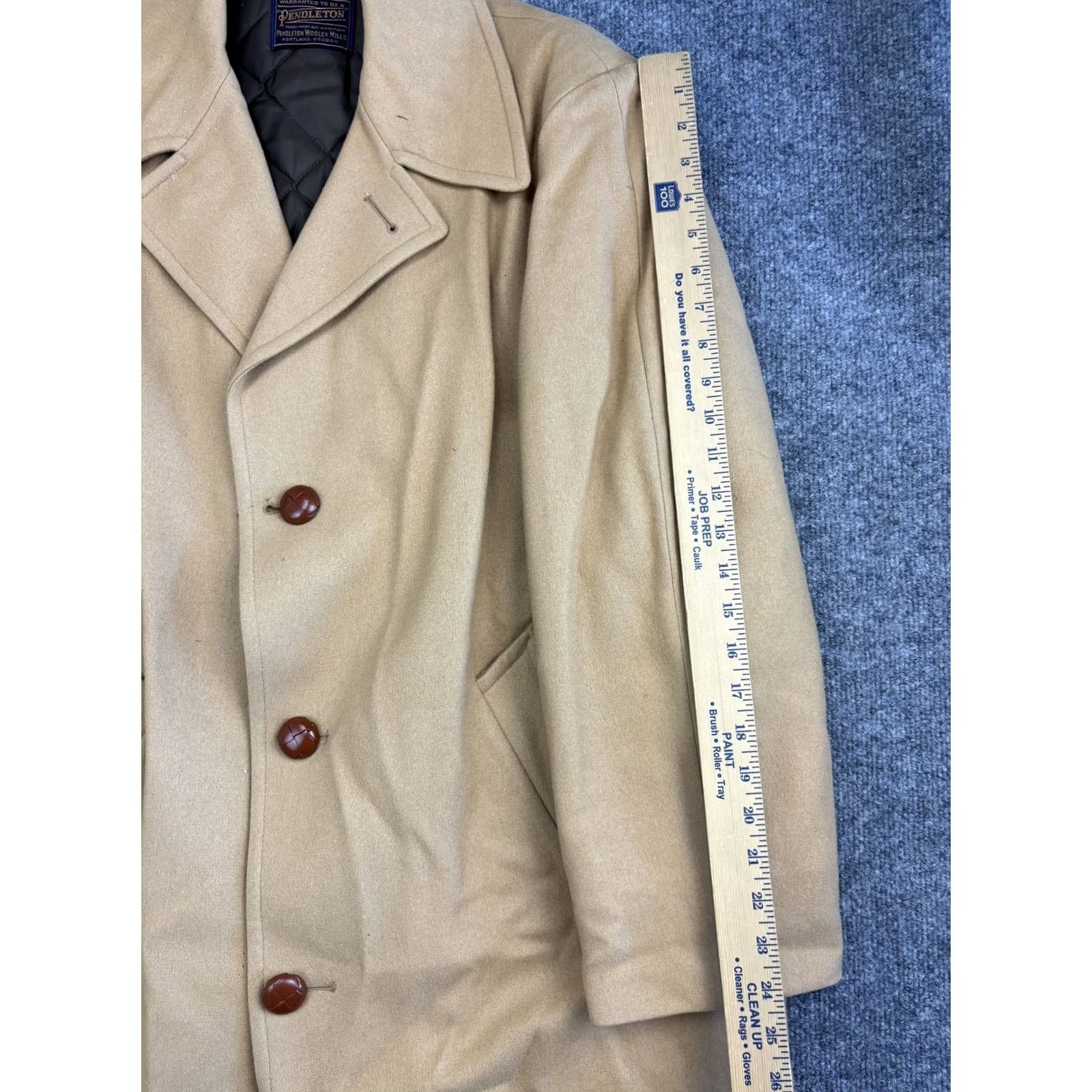 Pendleton VINTAGE Pendleton Coat Mens Large Tan Wool Overcoat Car Coat Quilted Lined 90s Size US L / EU 52-54 / 3 - 4 Thumbnail