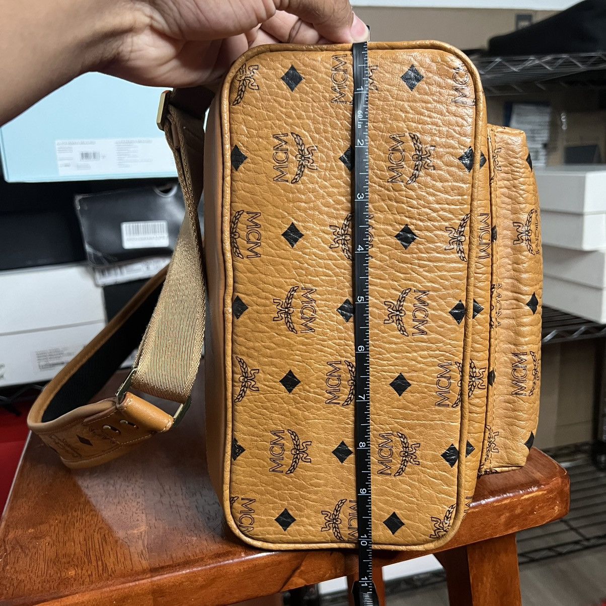 MCM MCM Stark Side Studs Backpack Cognac Visetos Size ONE SIZE - 19 Thumbnail