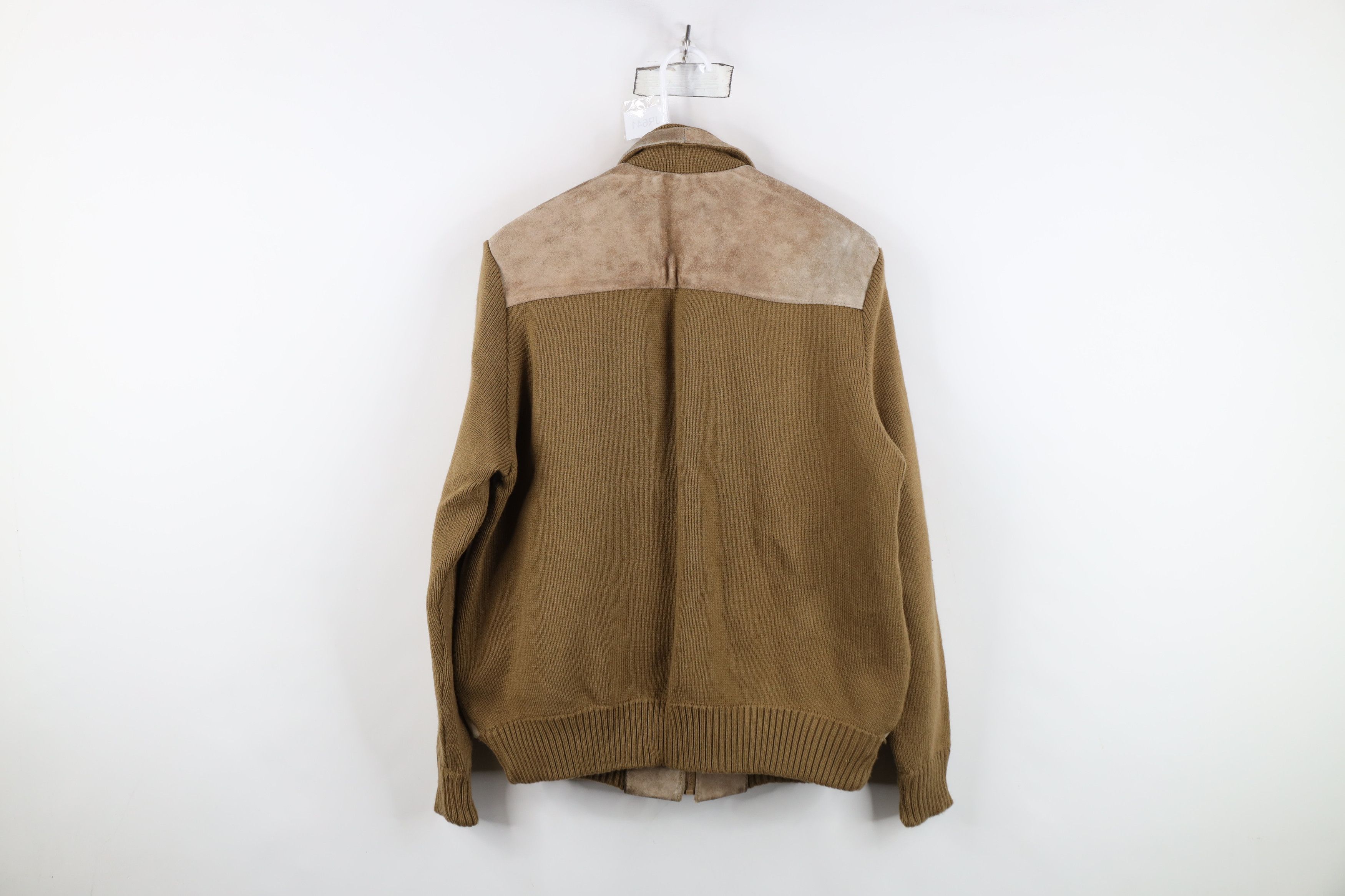 Vintage Vintage 70s Streetwear Leather Knit Sweater Jacket Swacket Size US L / EU 52-54 / 3 - 14 Thumbnail