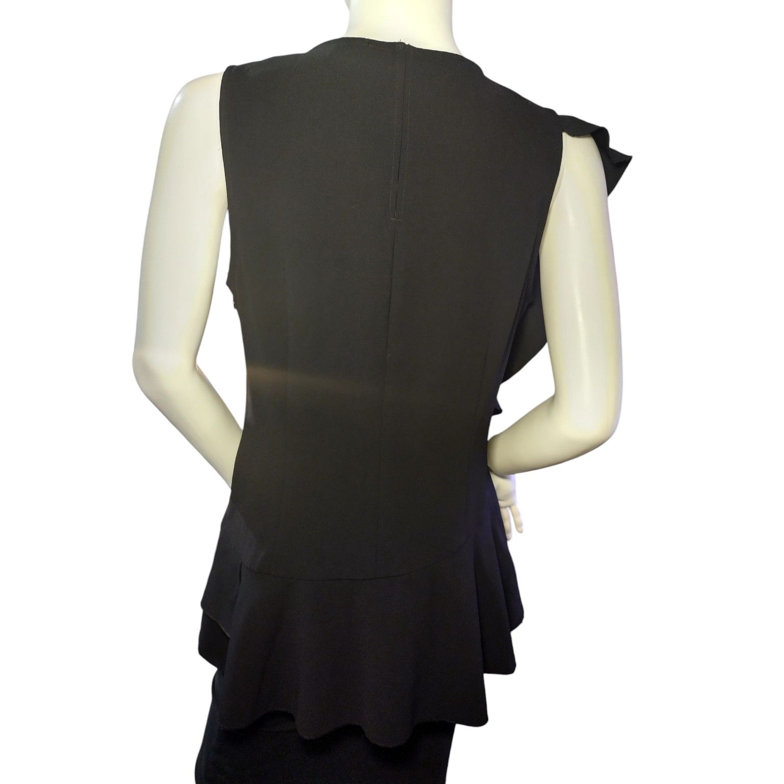 Ann Taylor Ann Taylor Womens Tunic Cascading Ruffle Blouse Black Sz Sm Size S / US 4 / IT 40 - 5 Thumbnail