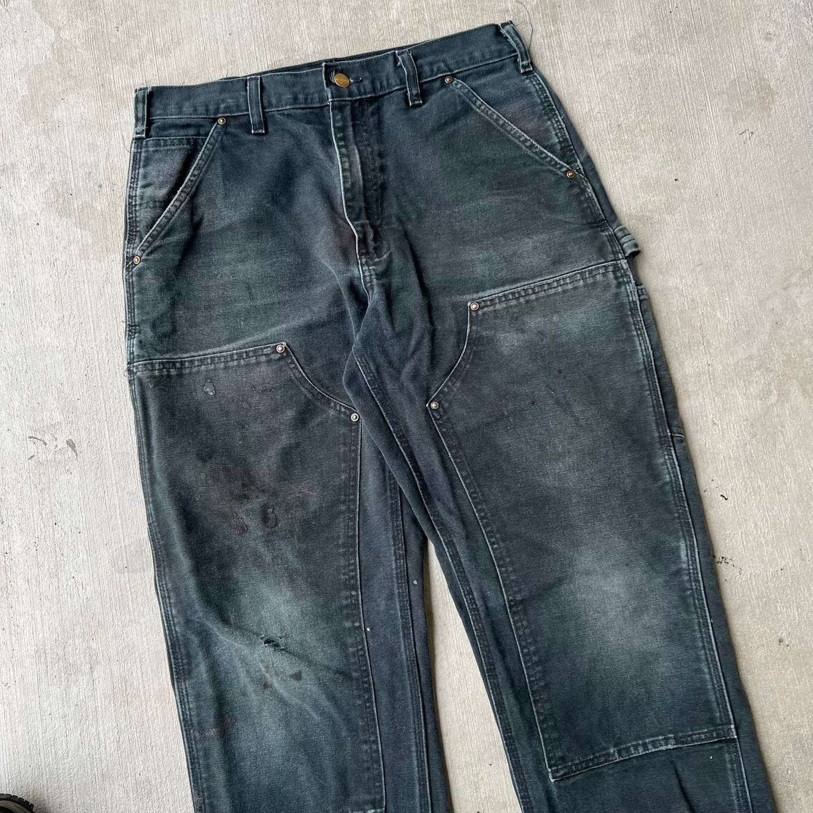 Carhartt × Vintage Carhartt faded black double knee work wear carpenter pants Size US 31 - 2 Thumbnail