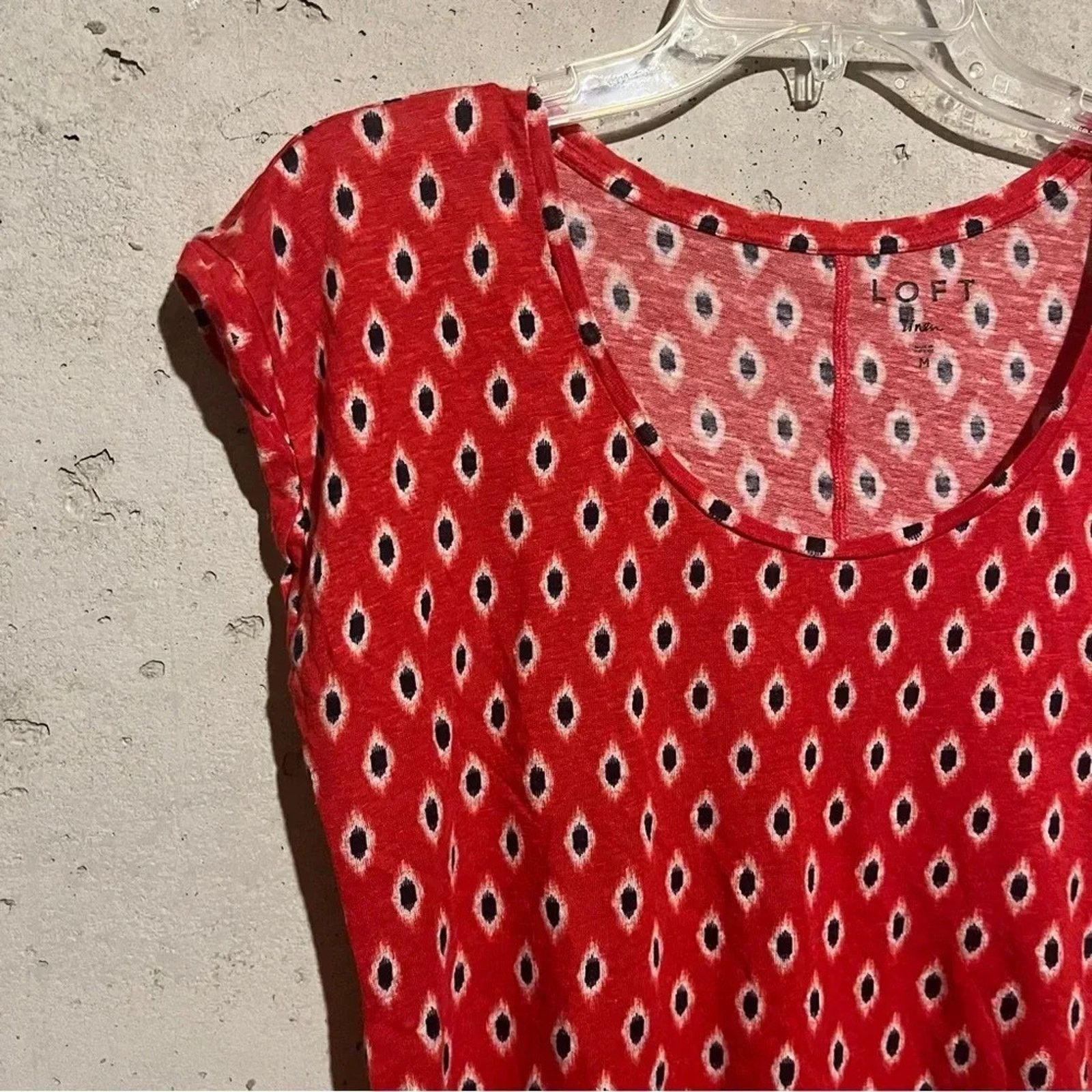 Loft Loft Women's 100% Linen Shirt Size M Red Dot Pattern Size M / US 6-8 / IT 42-44 - 3 Thumbnail