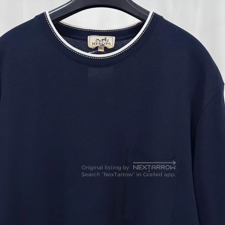 Hermes Hermes size 3XL Dark Blue H Embroidered Letter Short Sleeve Size US XL / EU 56 / 4 - 3 Thumbnail