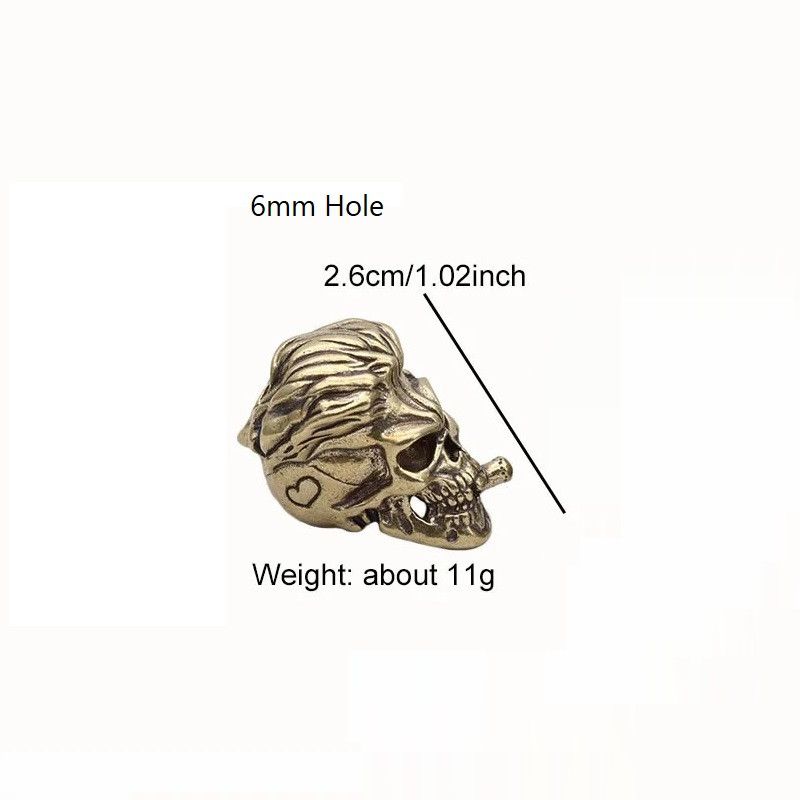 Handmade 3Pcs Smoking Skull Knife Beads Paracord Bead Zipper Umbrella Size ONE SIZE - 6 Thumbnail
