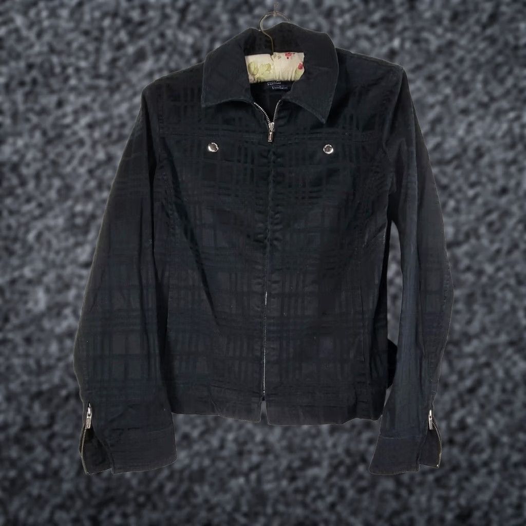 Jones New York Jones New York Signature Womens Black Plaid Zip Up Collared Sport Jacket Small Size S / US 4 / IT 40 - 1 Thumbnail