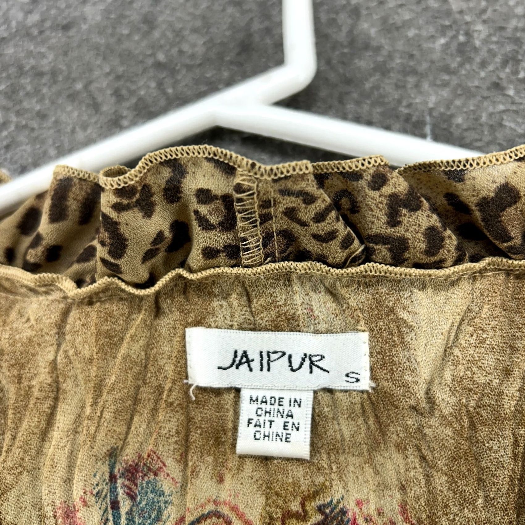 Vintage VINTAGE Jaipur Tank Top Womens S Brown Ruffle Floral Paisley Print 90s Flower Satin Cotton Polyester Silk Cap Sleeveless Size S / US 4 / IT 40 - 2 Thumbnail