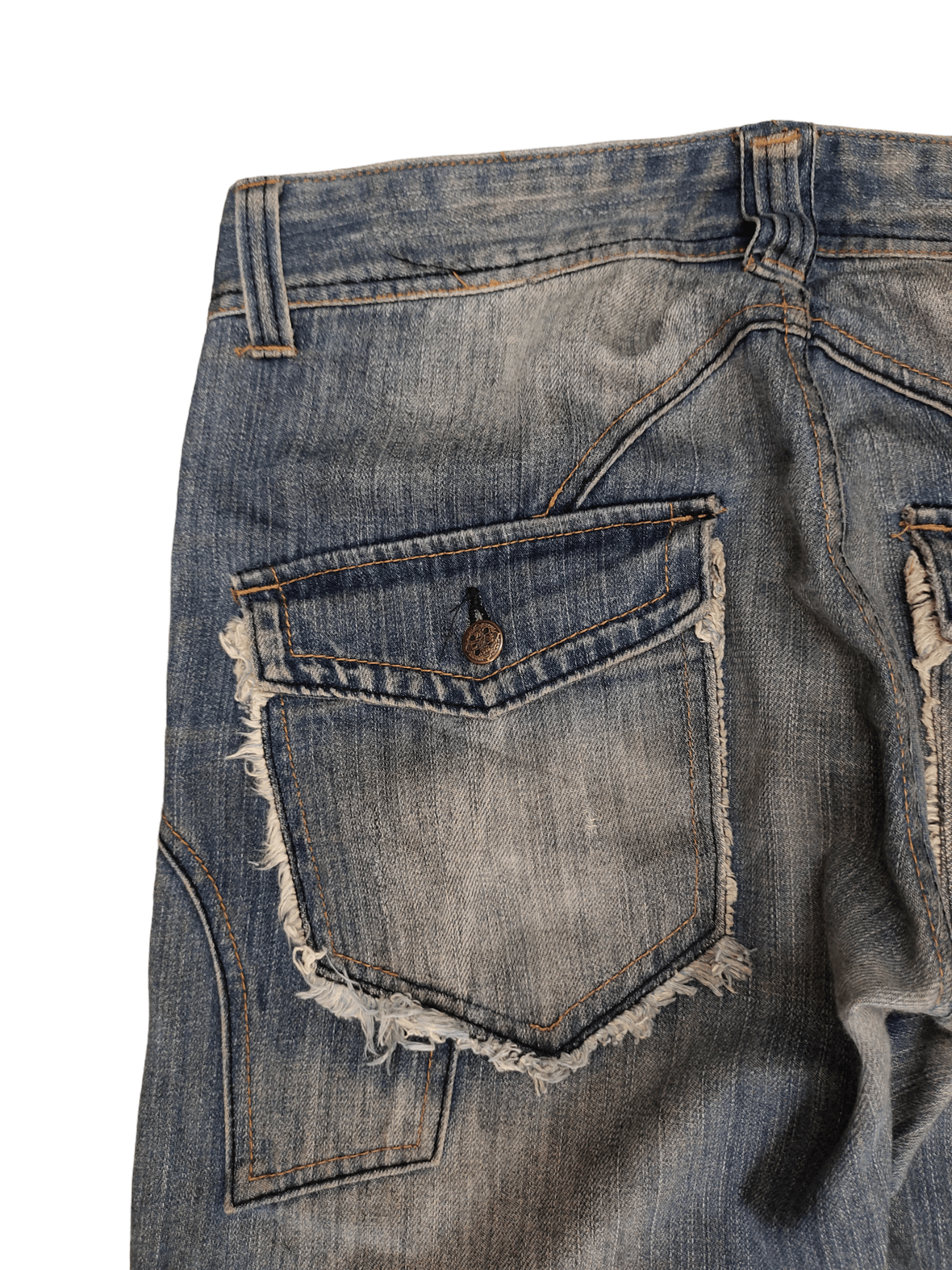 Japanese Brand Root Three Distress Faded Denim Jeans Undercover Style Y2k Size US 35 - 13 Thumbnail