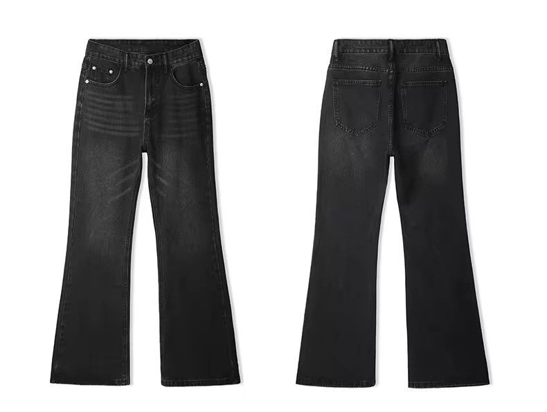 Japanese Brand × Jean Vintage washed worn black ripped micro flare jeans y2k Size US 32 / EU 48 - 3 Thumbnail