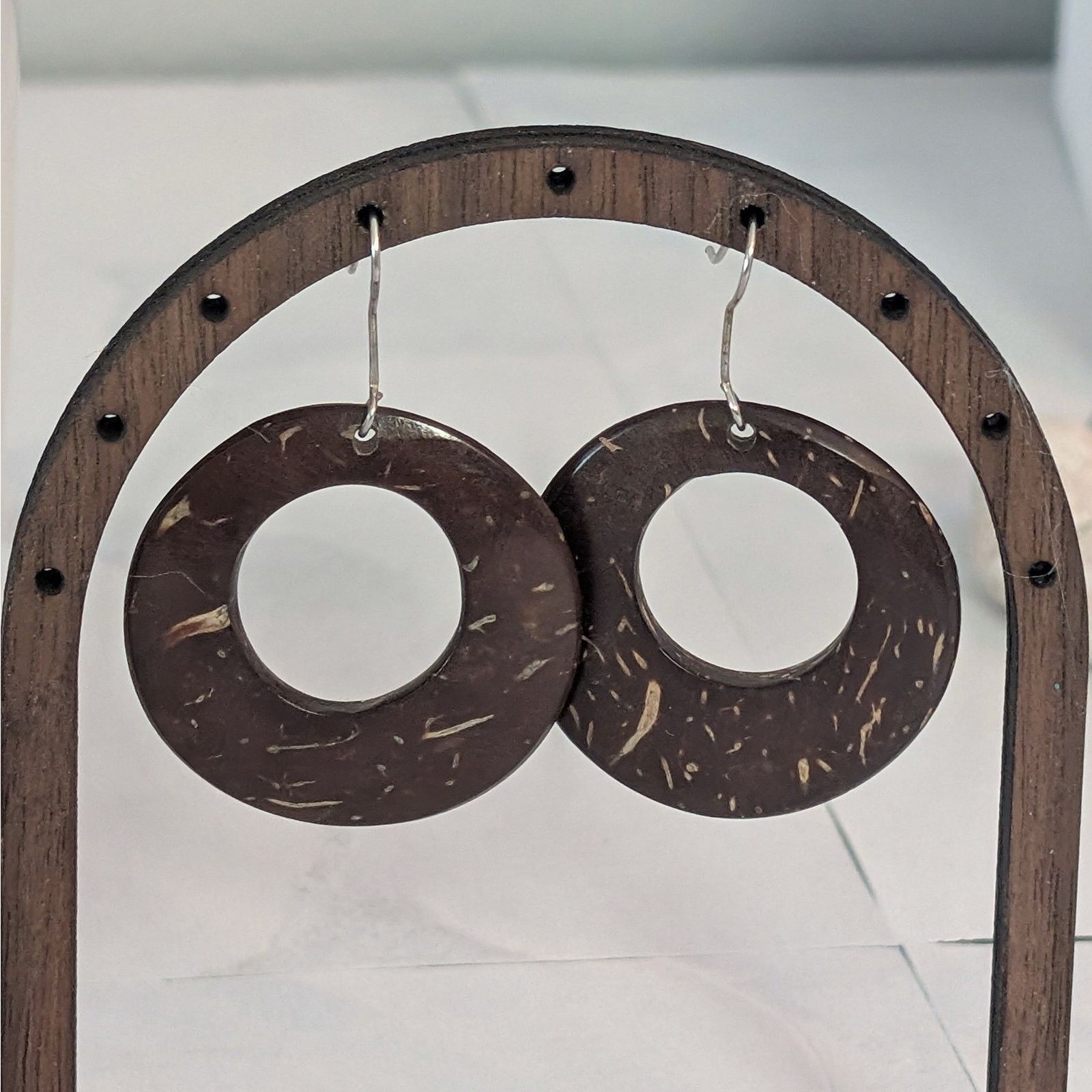 Other VTG Boho 1980s Earth-Tones Wood Open Disc Dangle Earrings Size ONE SIZE - 3 Thumbnail