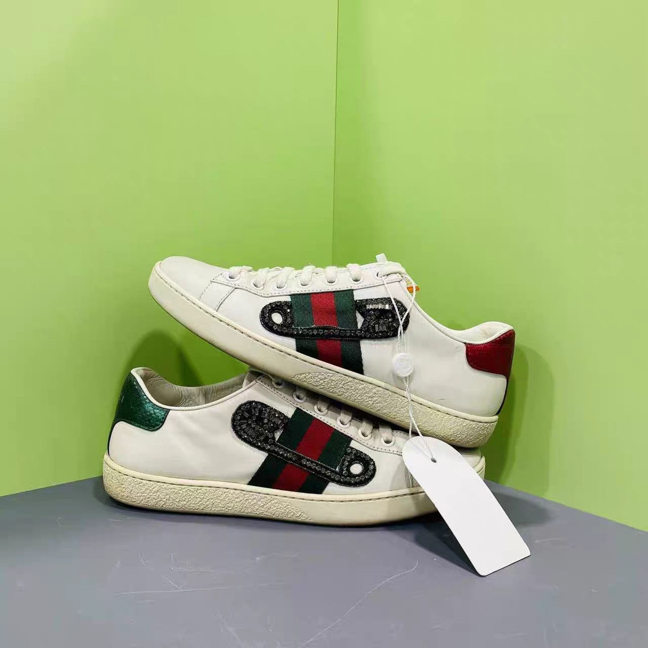 Gucci Gucci Ace Crystal Pin Sneakers K15 Size US 6 / IT 36 - 3 Thumbnail