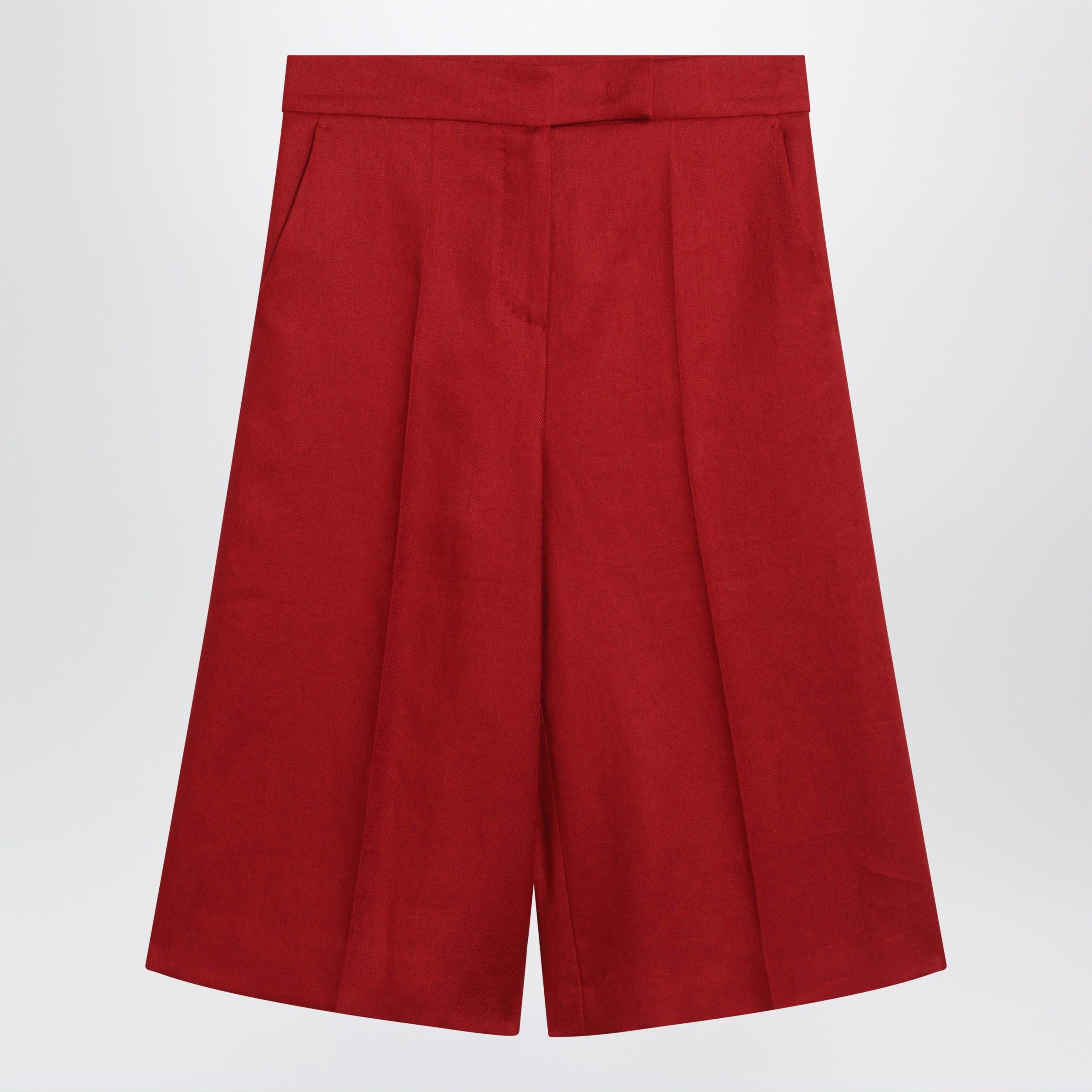 Max Mara Max Mara Red Linen Bermuda Shorts Size 28" / US 6 / IT 42 - 1 Thumbnail