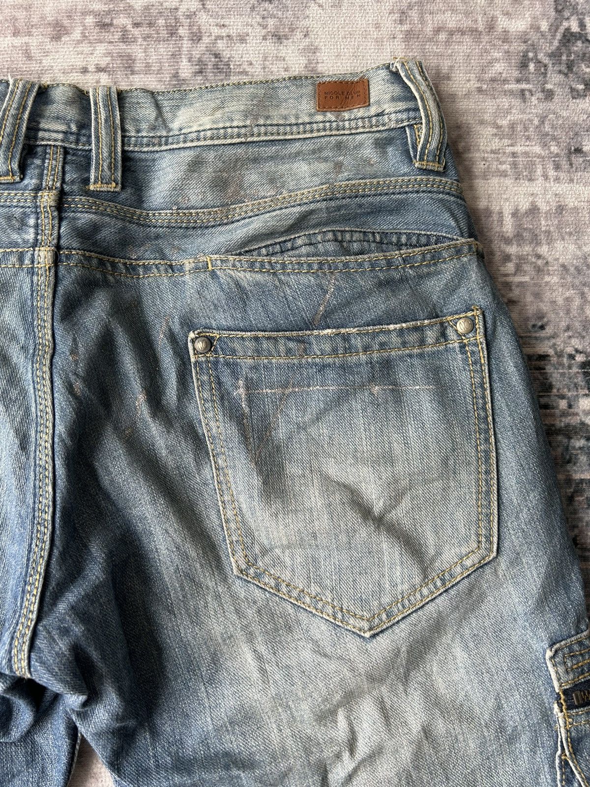 If Six Was Nine Nicole Men Distressed Cargo Jeans Size US 32 / EU 48 - 13 Thumbnail