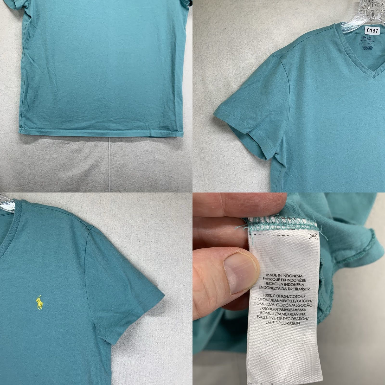 Vintage Polo Men's T-Shirt Size Medium Chalky Mint V-Neck Lightweight Short Sleeve Solid Cotton Size US M / EU 48-50 / 2 - 8 Thumbnail
