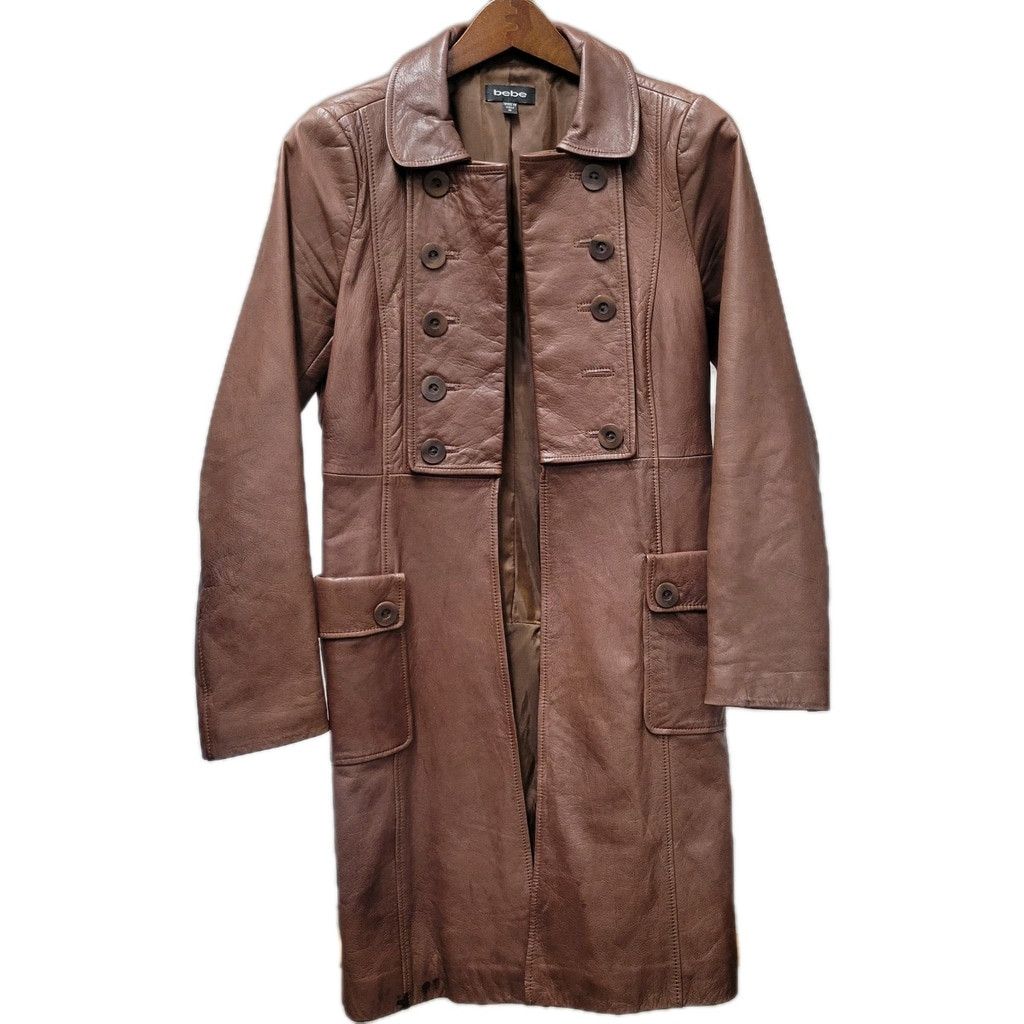 Bebe bebe Women Brown Open Closure Genuine Soft Leather Overcoat Size M / US 6-8 / IT 42-44 - 3 Thumbnail