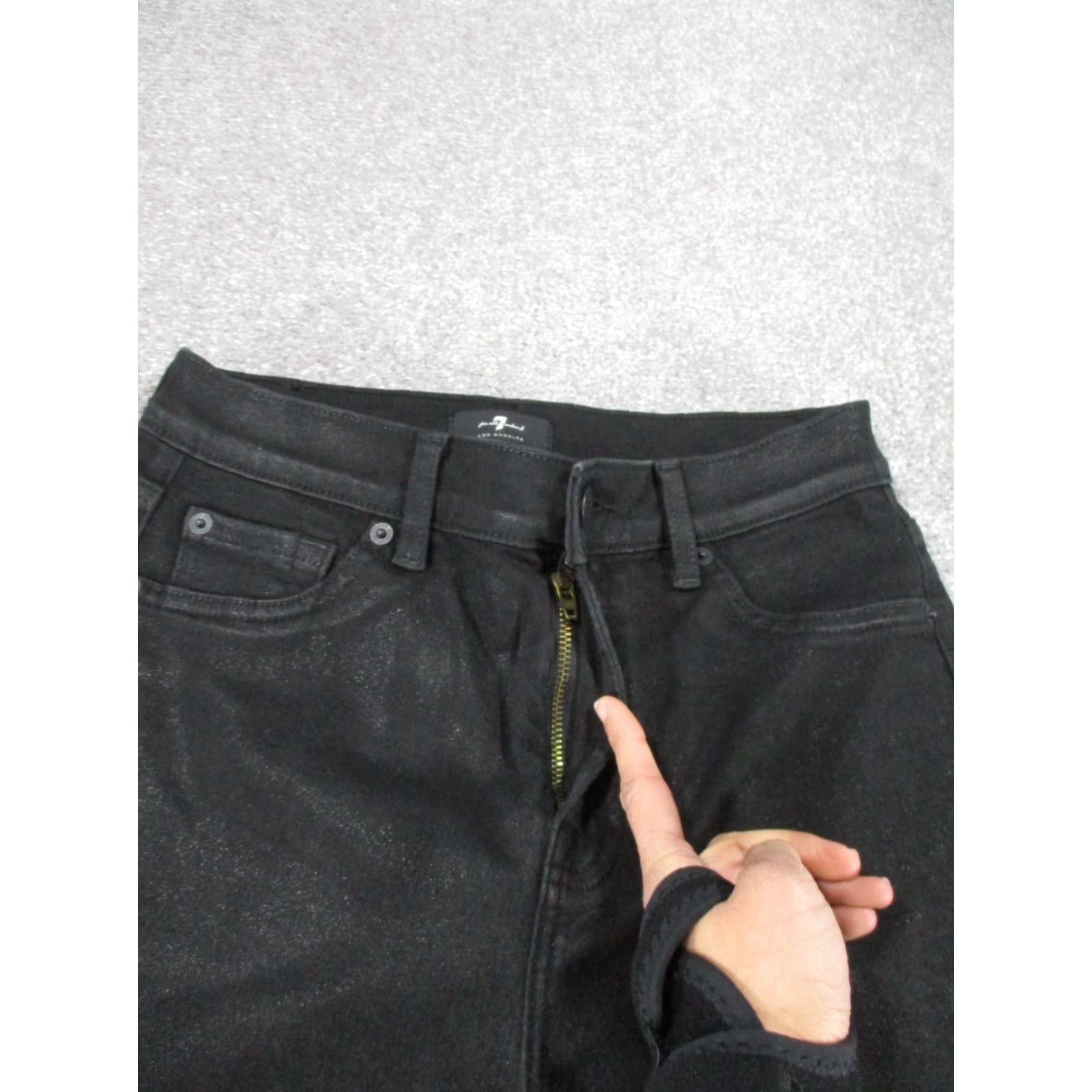7 For All Mankind 7 For All Mankind Jeans Womens Black Charcoal Mid Rise Straight Leg 26" Waist Glitter Size 26" / US 2 / IT 38 - 3 Thumbnail