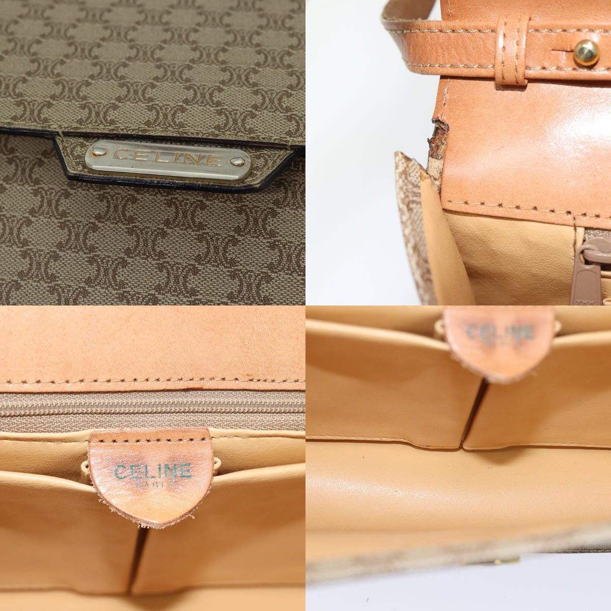 Celine CELINE Macadam Canvas Shoulder Bag Coated Canvas Beige Size ONE SIZE - 11 Thumbnail