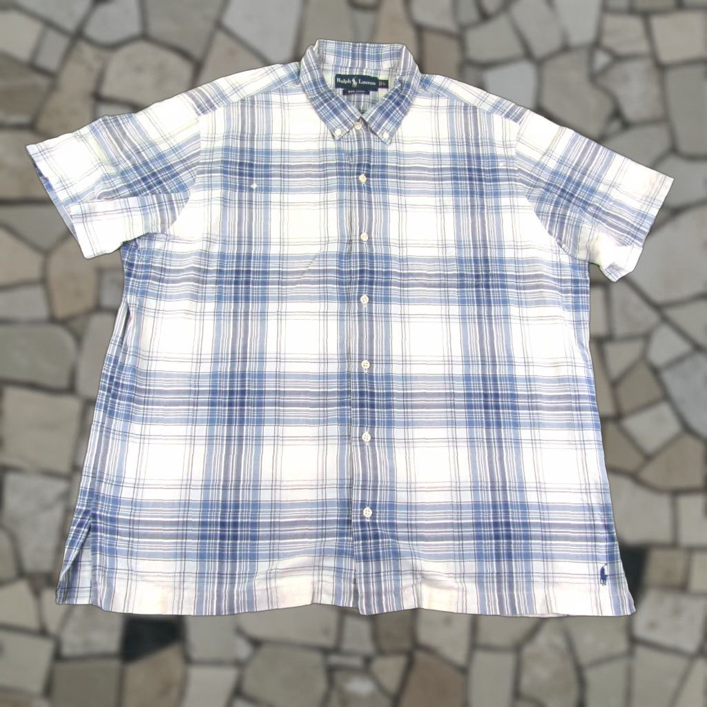 Ralph Lauren VINTAGE Ralph Lauren Men's Shirt Large Blue Plaid Cotton Casual Button-Up Outdoors Mens Size US L / EU 52-54 / 3 - 1 Thumbnail