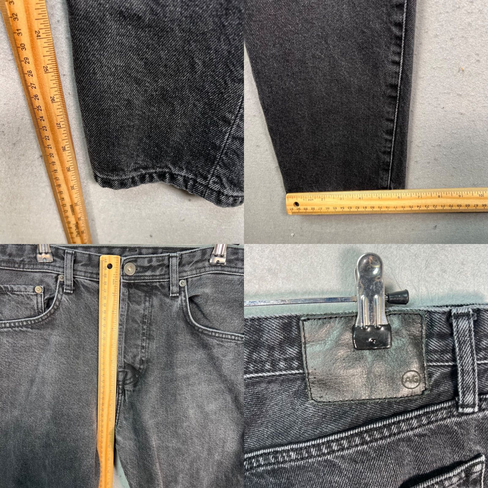 Denime AG Adriano Goldschmied Jeans Slim 32x31 Denim Black 100% Cotton Vintage? No, 5-Pocket Mens Straight Rise Mid Dark Wash Zip Button Shirt? Size US 32 / EU 48 - 8 Thumbnail
