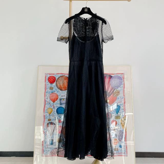 Dior Black embroidered tulle dress