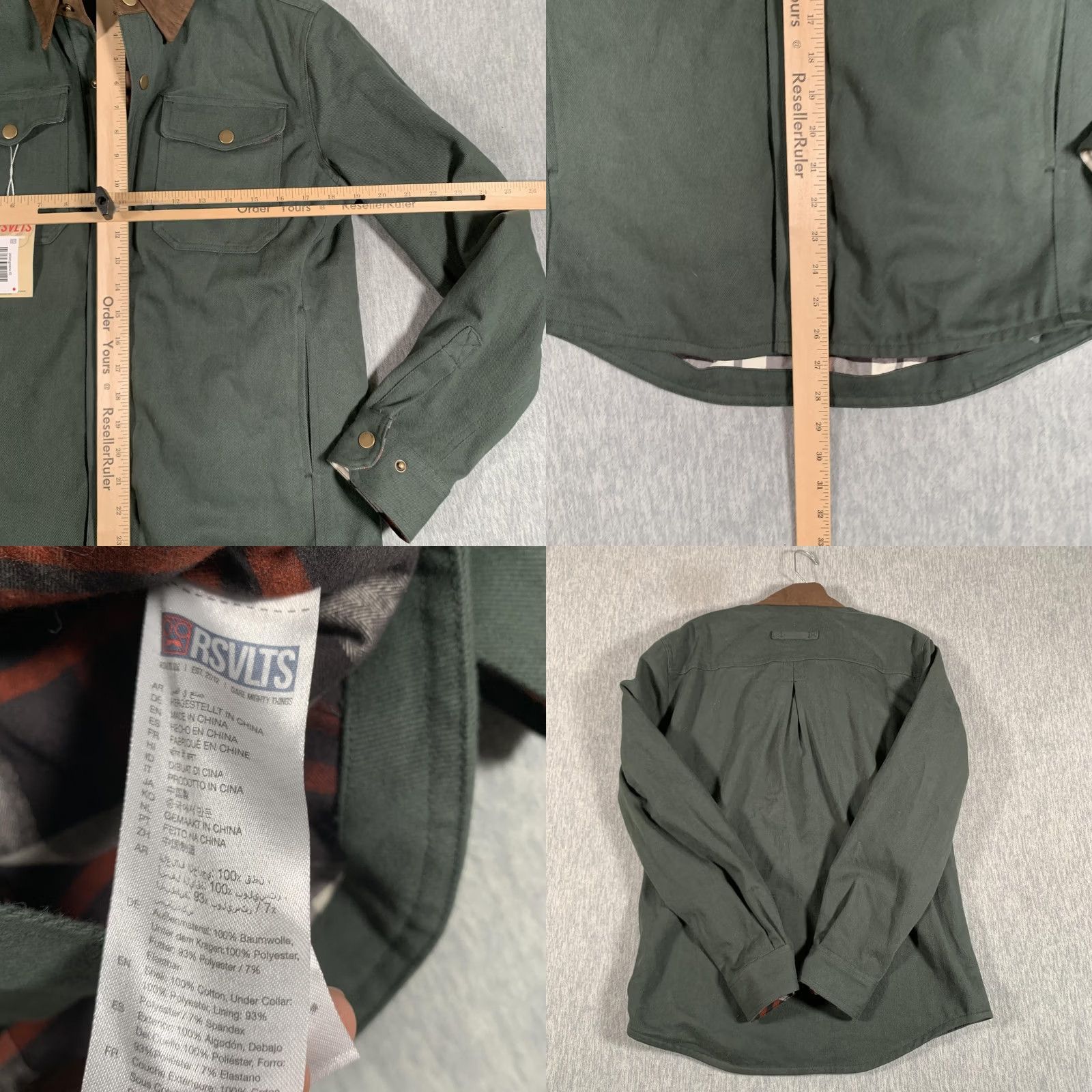 Vintage RSVLTS Roosevelts Jacket Mens XS Green Brown Flannel Lined Corduroy Collar Shirt Jacket” Size US XS / EU 42 / 0 - 8 Thumbnail