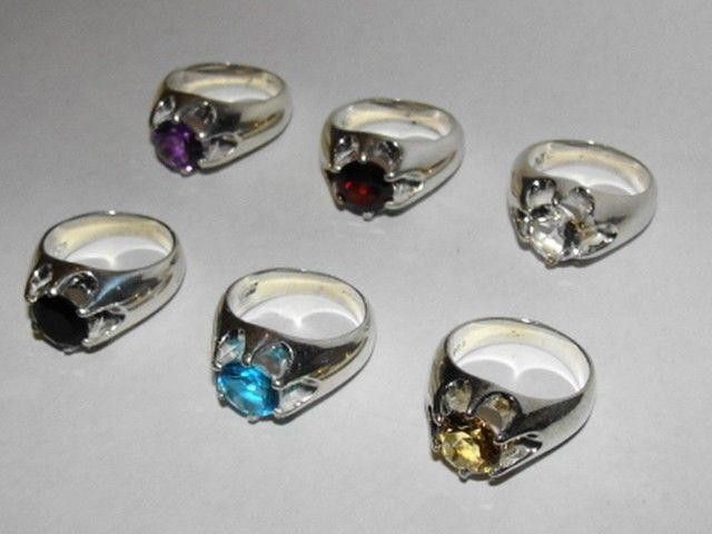 Designer Men's Sterling Silver Red Garnet Pinky Ring Alberto Juan Size ONE SIZE - 5 Thumbnail