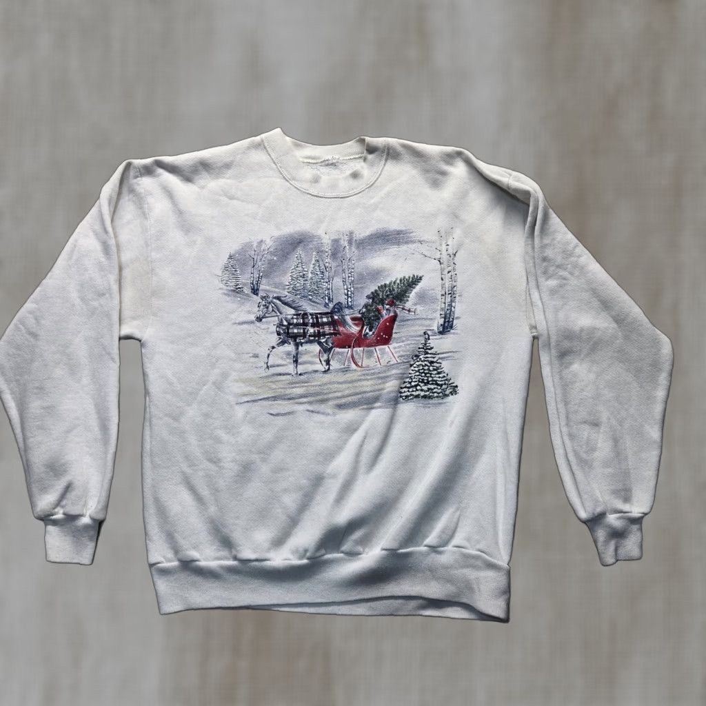 Vintage Gopher Sport Sweater Women XL White Holiday Animals Graphic Print Oversized All Seasons Full Zip Pullover Long Sleeve Collared Casual Holiday Women XL Size XL / US 12-14 / IT 48-50 - 1 Thumbnail