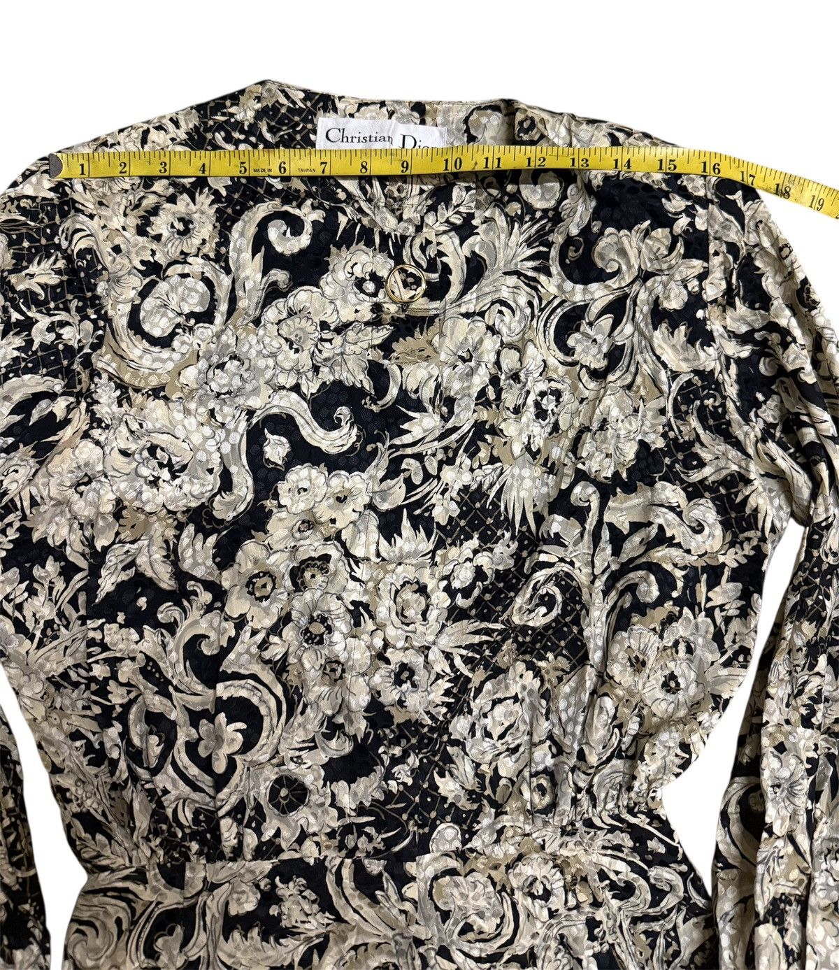 Christian Dior Monsieur Christian Dior black and white floral blouse Vintage Size M / US 6-8 / IT 42-44 - 9 Thumbnail