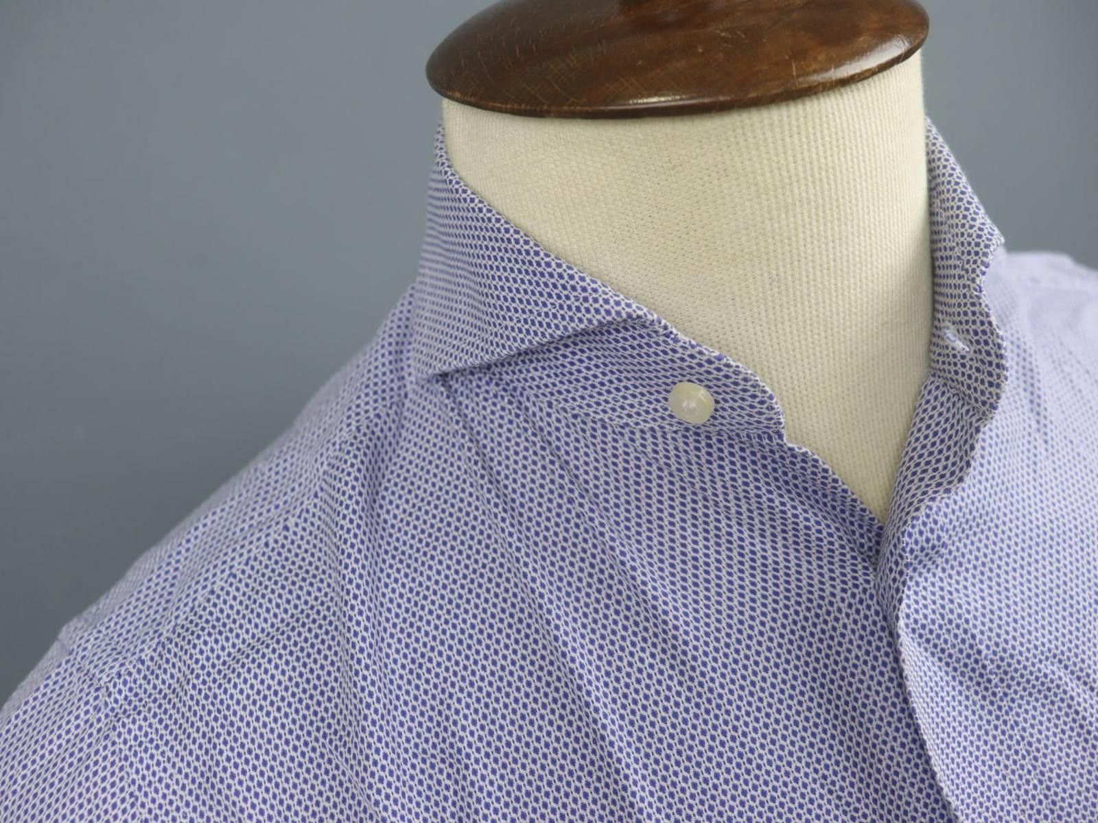 Designer Boggi Milano Blue Geometric Button-Up Shirt Size 38 Size US M / EU 48-50 / 2 - 3 Thumbnail