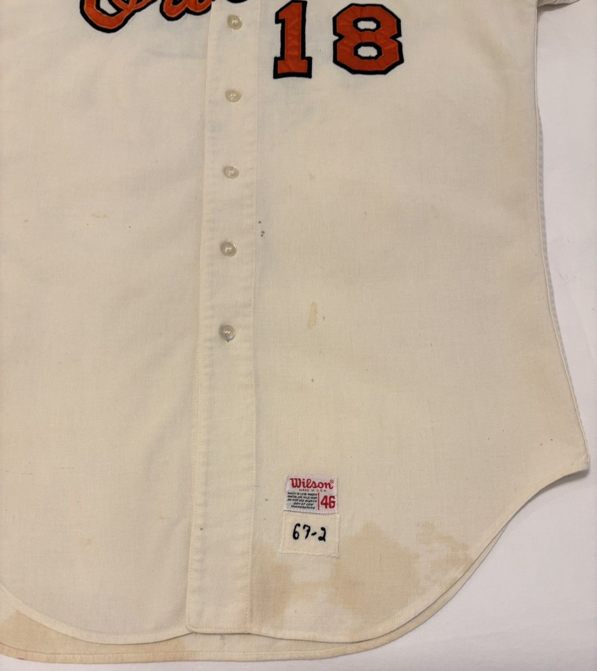 MLB Baltimore Orioles Game Worn 1967 Jersey (worn in 1969) Size US XL / EU 56 / 4 - 4 Thumbnail