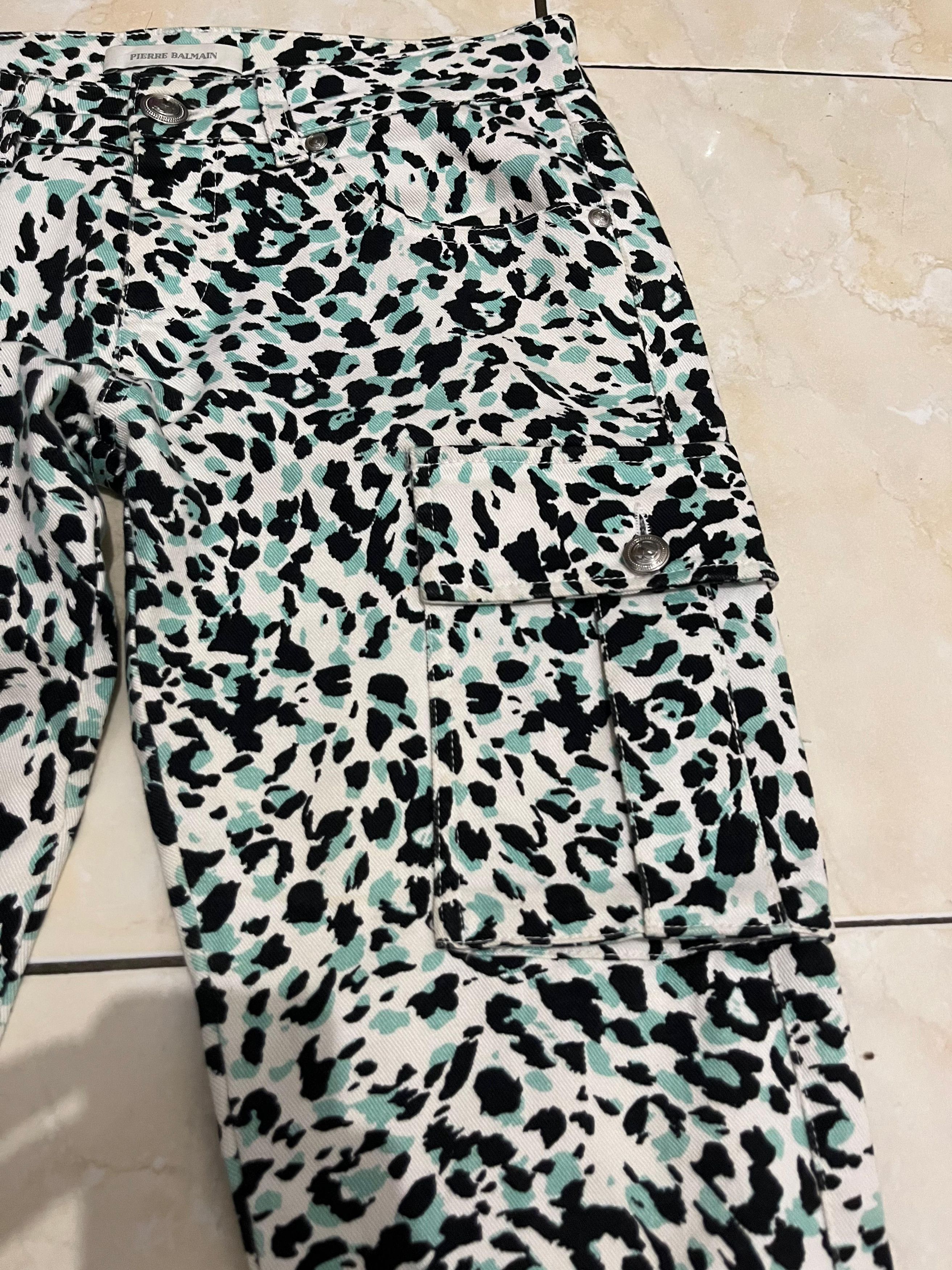 Pierre Balmain 🔥 PIERRE BALMAIN LEOPARD PRINT CARGO DENIM PANTS SKINNY FIT Size 30" / US 8 / IT 44 - 10 Thumbnail