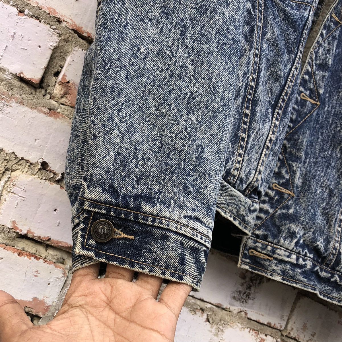 Vintage Vintage Denim Blue washed Lined Sherpa Jacket By Express Size US L / EU 52-54 / 3 - 16 Thumbnail