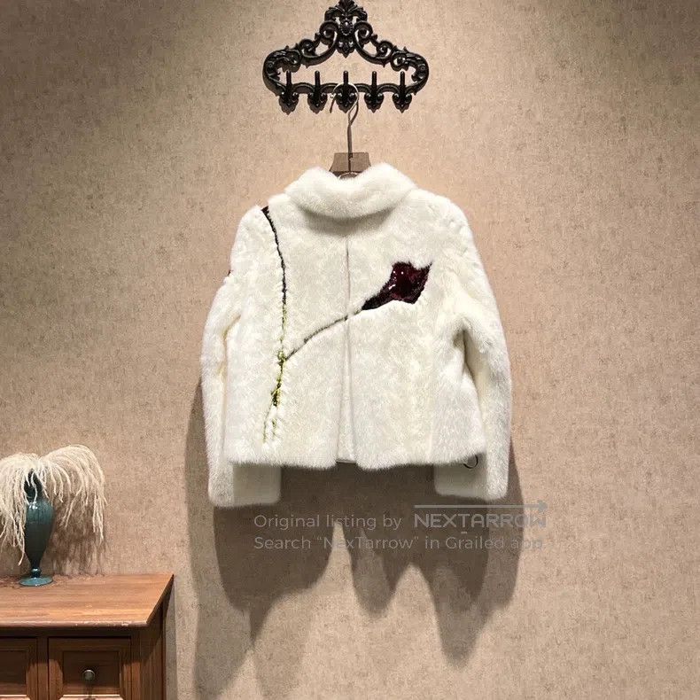 Valentino Valentino White floral rhinestone mink fur coat Size S / US 4 / IT 40 - 2 Thumbnail