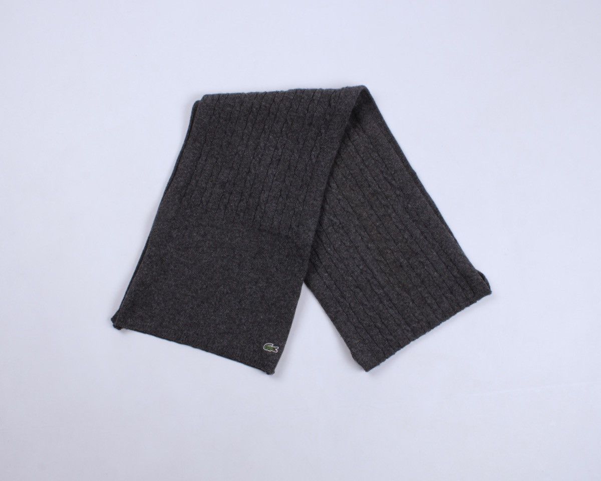 Lacoste × Vintage LACOSTE Gray Cable Knit Wool Scarf Size ONE SIZE - 1 Thumbnail