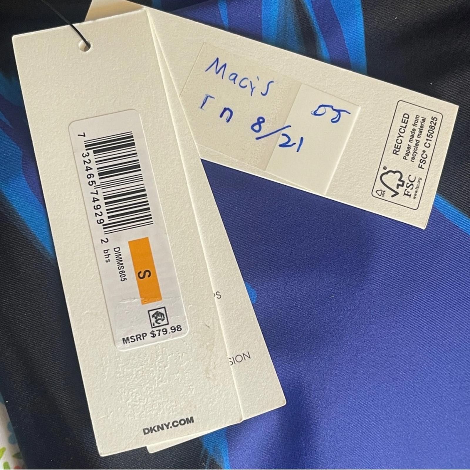 DKNY DKNY Black Swimsuit with Blue & Indigo Print size S NWT Size ONE SIZE - 4 Thumbnail