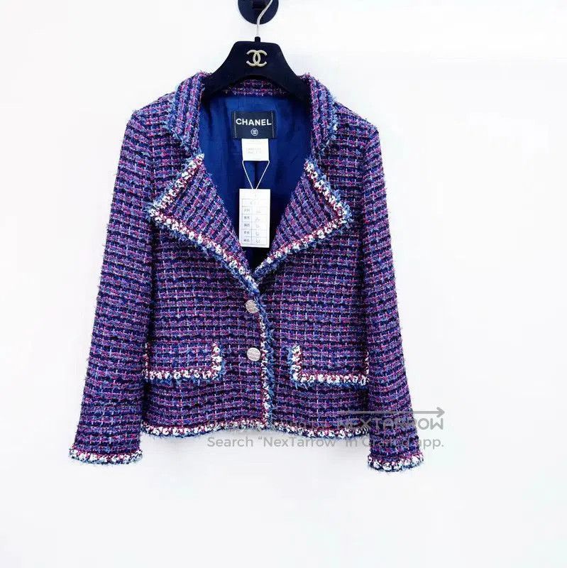 Chanel Chanel Peacock Blue Cotton Blend Women's Coat . Size S / US 4 / IT 40 - 1 Thumbnail