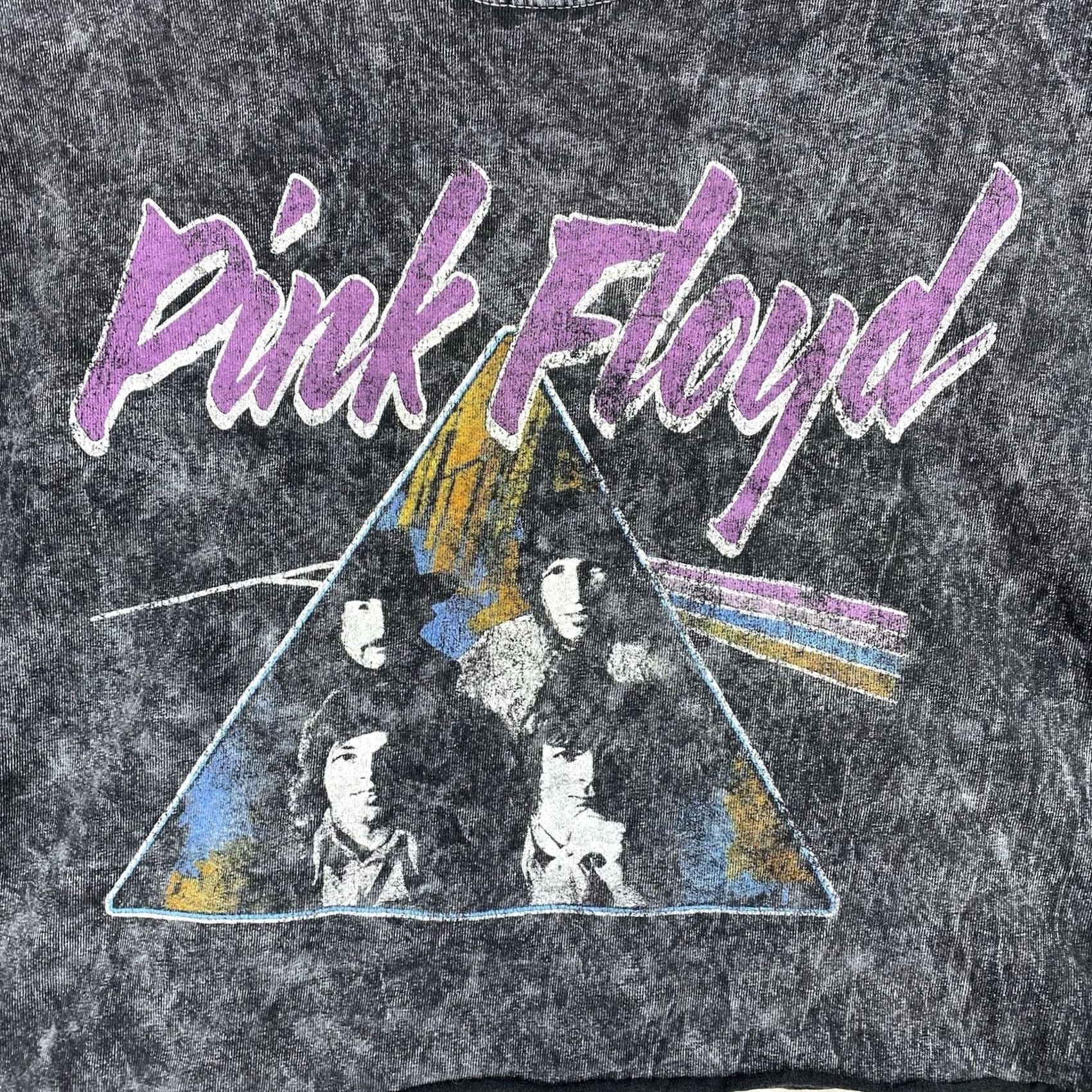 Vintage Pink Floyd Crop Top Womens M/L Short Sleeve Gray Prism Distressed Cropped T-Shirt Size L / US 10 / IT 46 - 2 Thumbnail