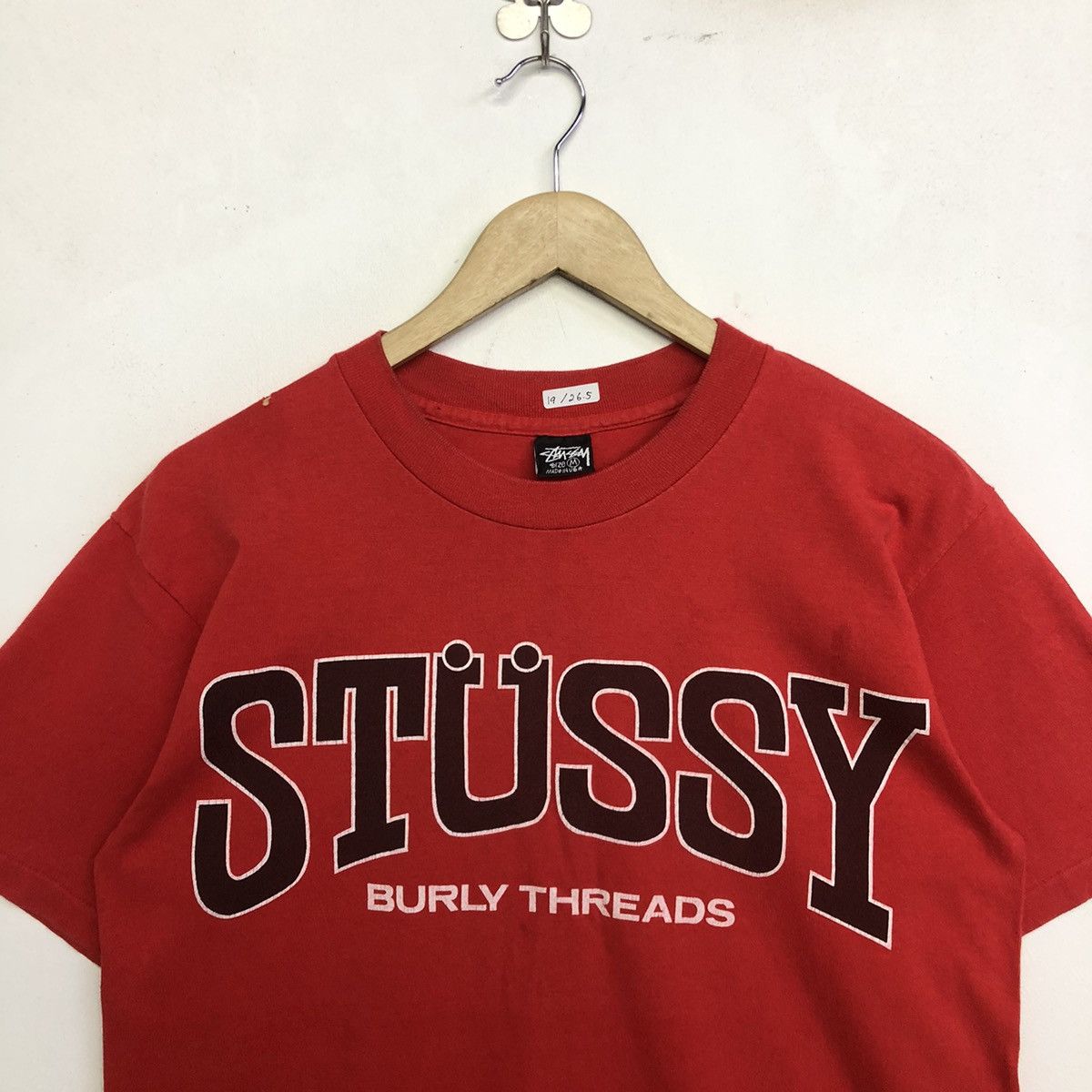 Stussy × Vintage Vintage Stussy Spellout Burly threads Double Side Tshirt Size US M / EU 48-50 / 2 - 3 Thumbnail