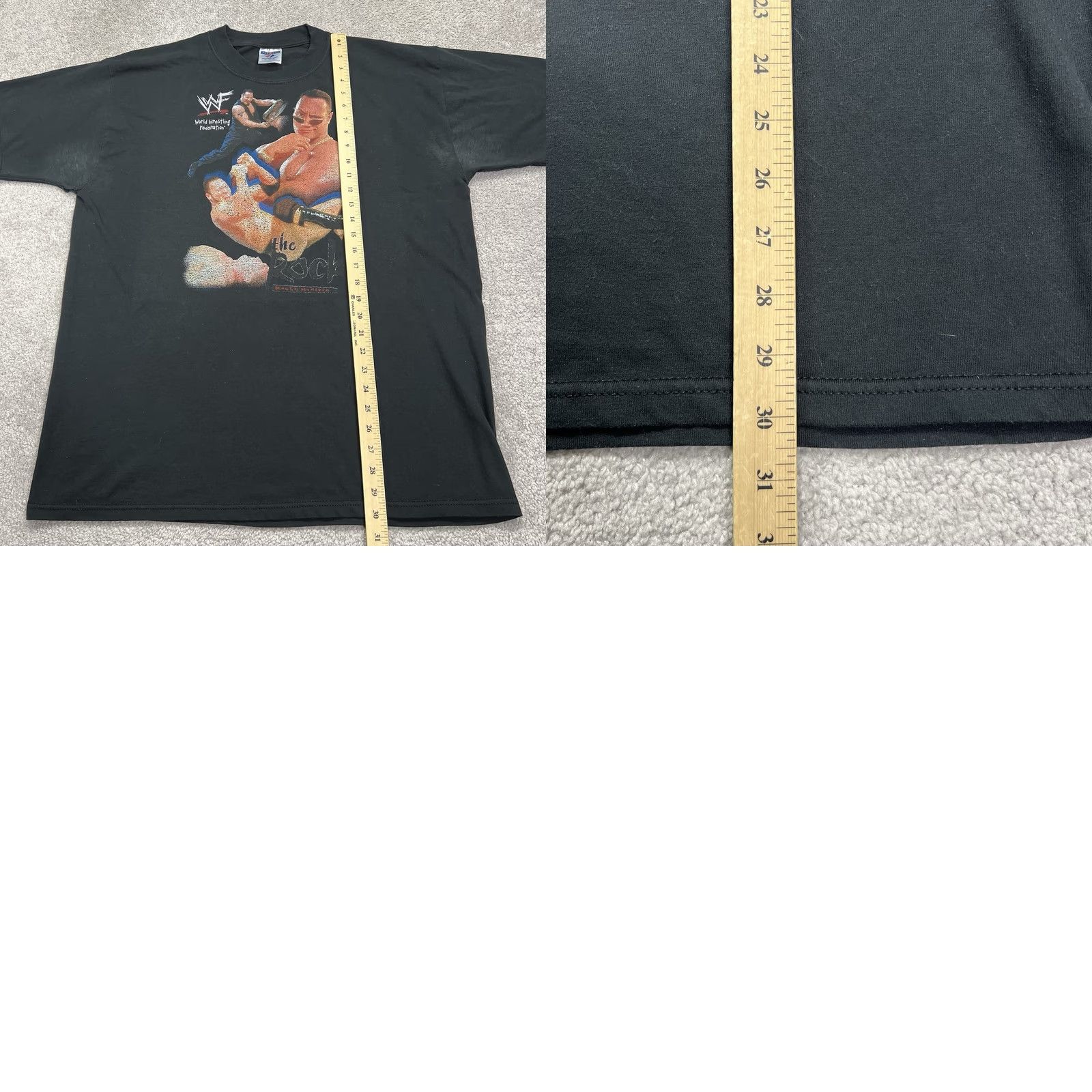 Jerzees VINTAGE WWF The Rock Shirt Adult XL 90s 1999 Wrestling Black Short Sleeve Flaw Size US XL / EU 56 / 4 - 9 Thumbnail