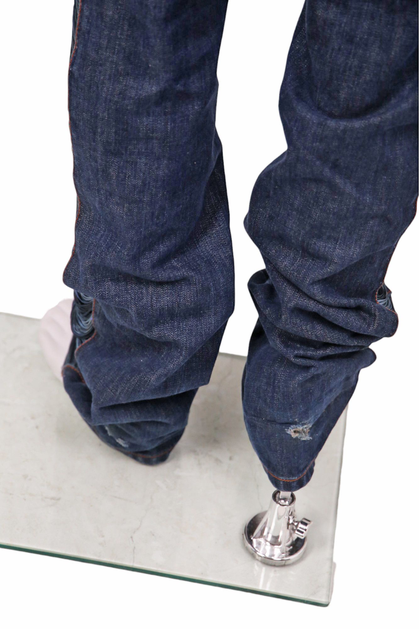 Jean Paul Gaultier 1990's Blue Cut-out Wide Jeans Size US 31 - 5 Thumbnail