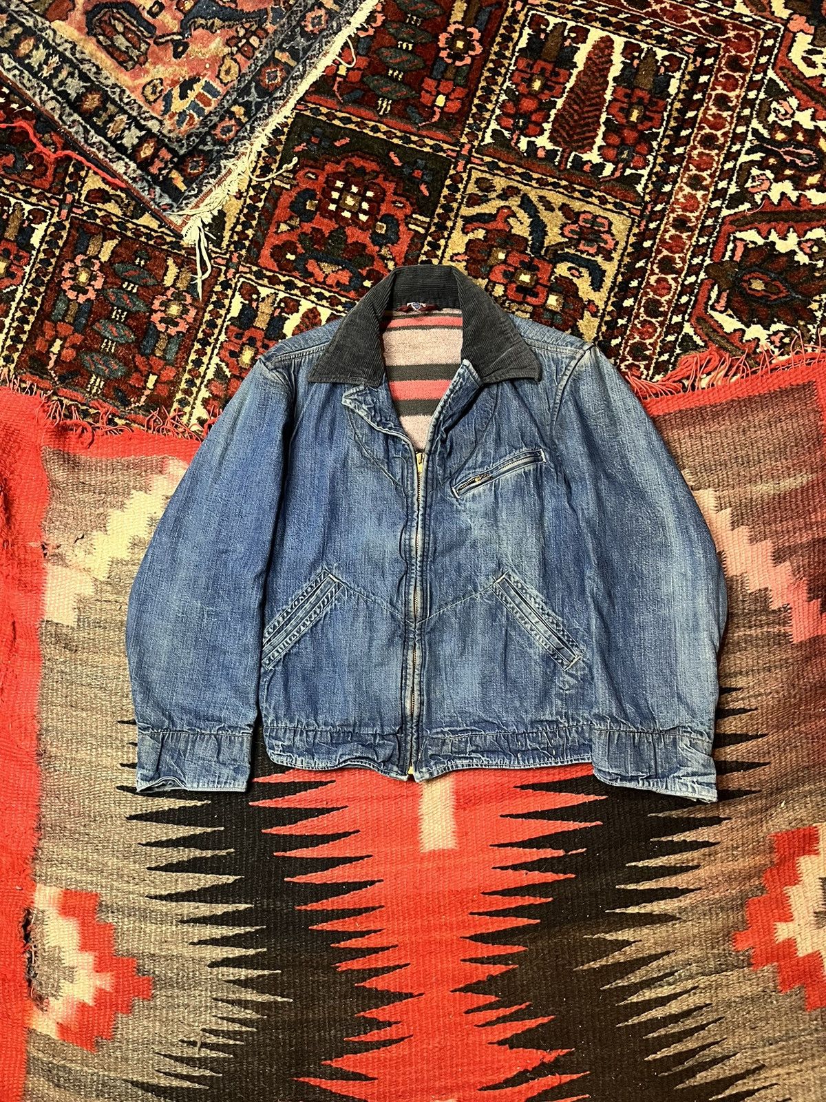 image of Made In USA x Vintage 1950’S Blanket Lined Denim Jacket in Blue, Men's (Size Small)