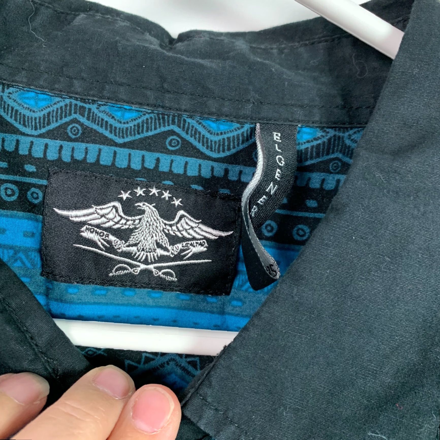 Vintage El General Y2K Western Cowboy Rodeo Button-Front Shirt 2XL Blue Black Long Sleeve Geometric Embroidered Mens Size US XXL / EU 58 / 5 - 3 Thumbnail