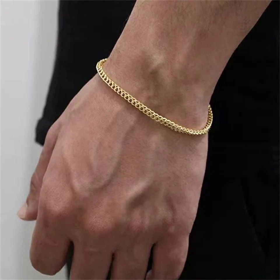 Jewelry Stainless Steel Geometric Square Cuban Bracelet 3mm Size ONE SIZE - 1 Thumbnail
